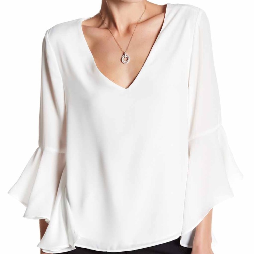Open back bell sleeve top